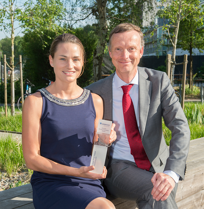 Charlotta Weber from Johannes Kepler University (Austria) and SVP Innovation & Technology Maurits van Tol (Borealis)