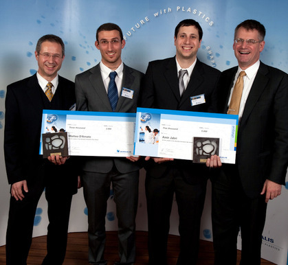 Awardees Matteo D'Amato and Amir Jabri with Alfred Stern, Vice President Innovation and Technology, and Mark Garrett, CEO, both Borealis