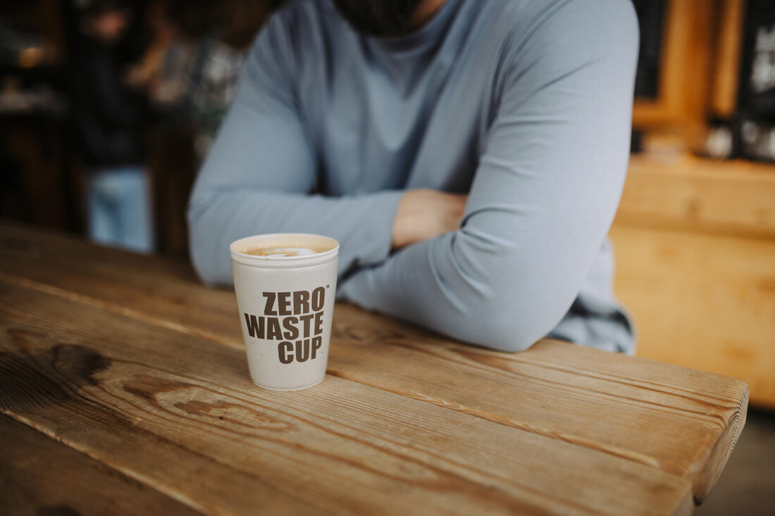 The Zero Waste Cup for hot and cold beverages is designed to fulfill multiple uses and returns.