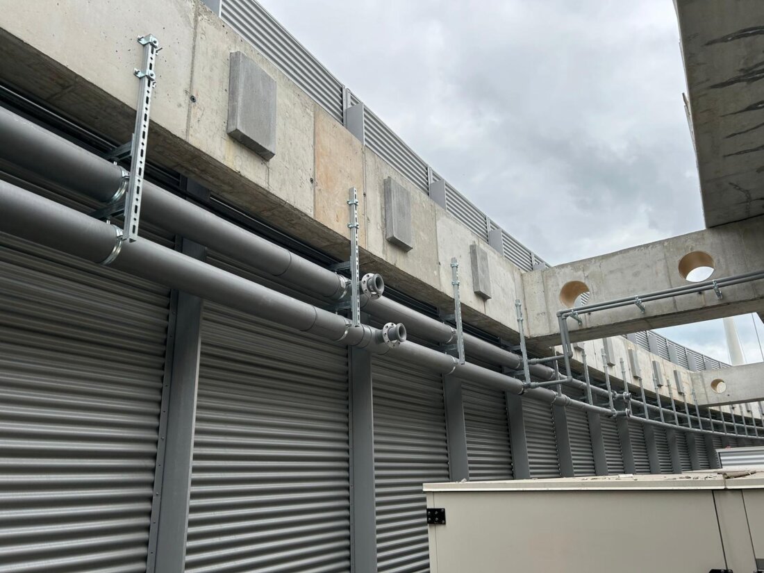 NIRON PP-RCT pipes installed at the new sports arena in Northern Italy—designed for durability, efficiency, and long-term performance.