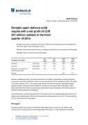 Borealis again delivers solid results with a net profit of EUR 257 million realised in the third quarter of 2015