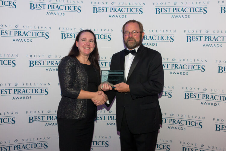 Wendy Loyens, Borealis Manager Business Growth EHV/HV,  at the Frost & Sullivan 2017 Best Practices Awards ceremony in London, UK