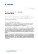 Borealis receives the EcoVadis Gold CSR rating 