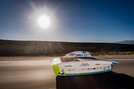 Photo: Borealis Quentys™ grades are used to encapsulate and protect the solar cells mounted on the racing car built by the Agoria Solar Team.
