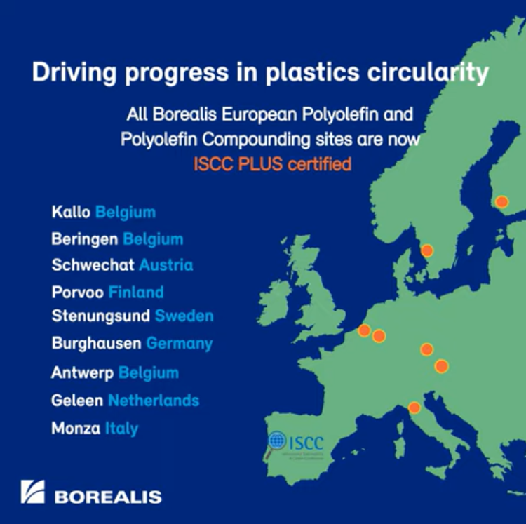 Image: All Borealis polyolefin and polyolefin compounding sites in Europe ISCC PLUS certified