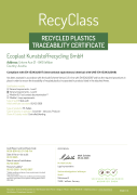 Ecoplast RecyClass Certificate - Traceability